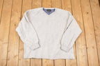 Vintage 1990s Eddie Bauer Sleeve Pocket Graphic Print V Neck Sweatshirt Mens XL