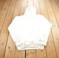 Vintage 1990s Plain White Hanes Hoodie Made In USA