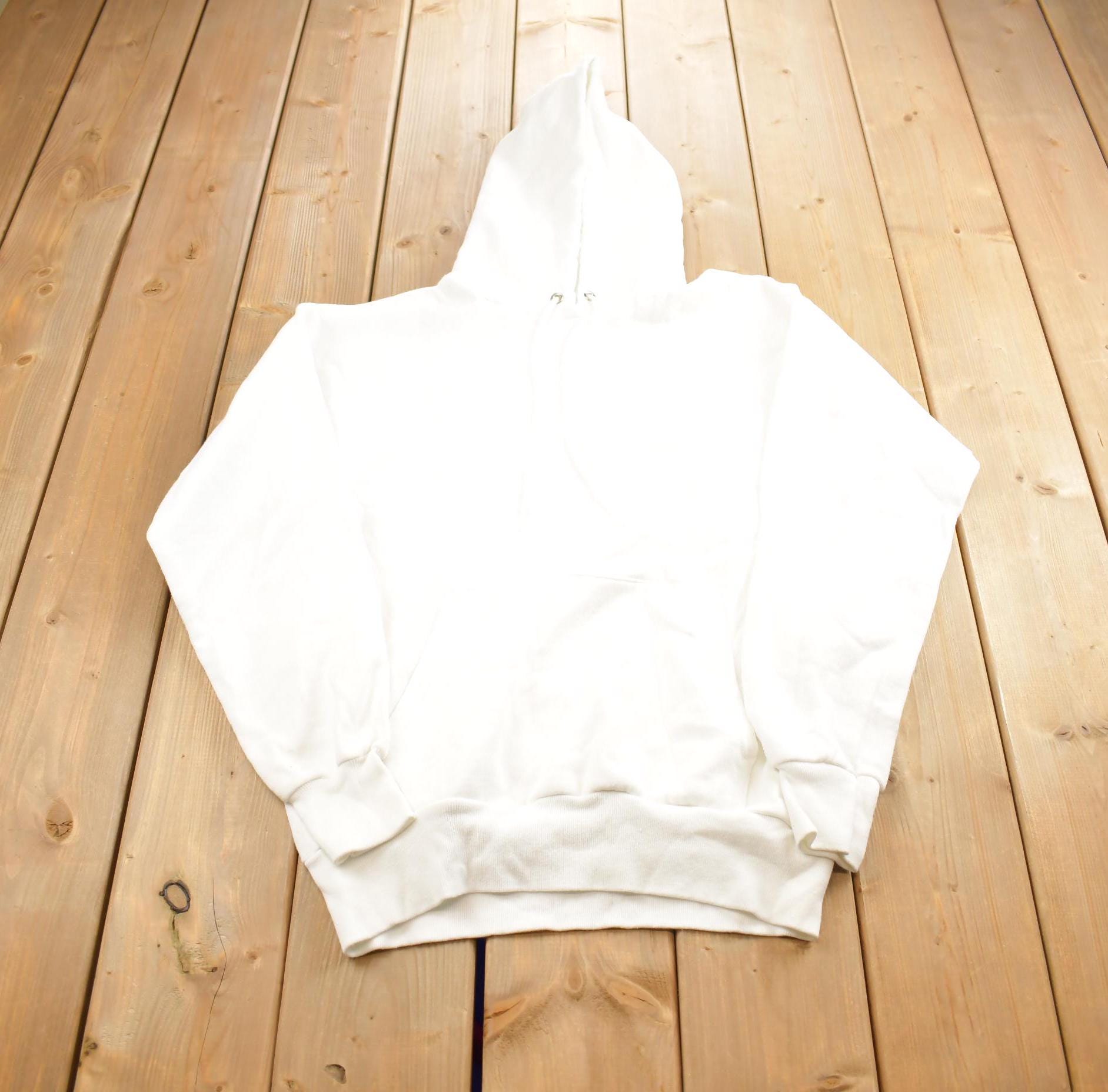 Vintage 1990s Plain White Hanes Hoodie Made In USA