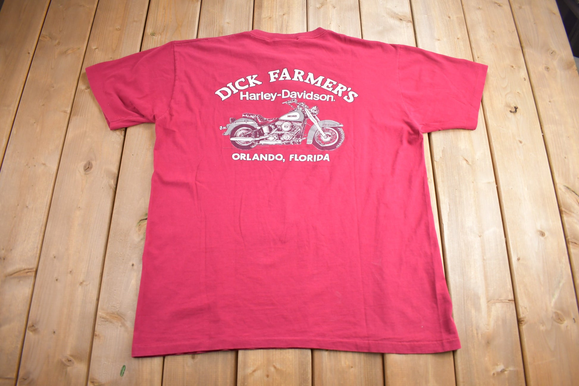Vintage 1988 Dick Farmer's Harley Davidson Orlando Florida T-Shirt / Single Stitch / Made In USA / Henley Tee / Souvenir T Shirt