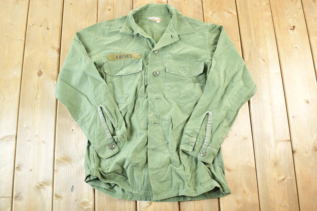Vintage 1970s Military Button Up Shirt Mens L