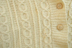 Vintage 1990s 100% Wool Cable Knit Cardigan Sweater