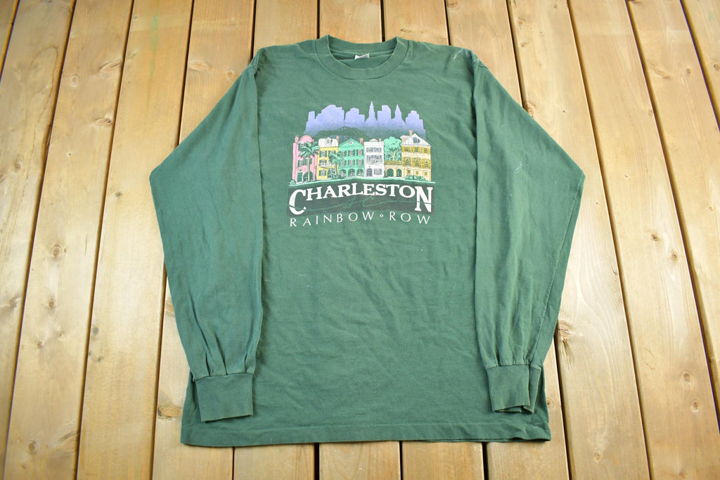 Vintage 90s Charleston Rainbow Row Long Sleeve T-Shirt - Men's 2XL