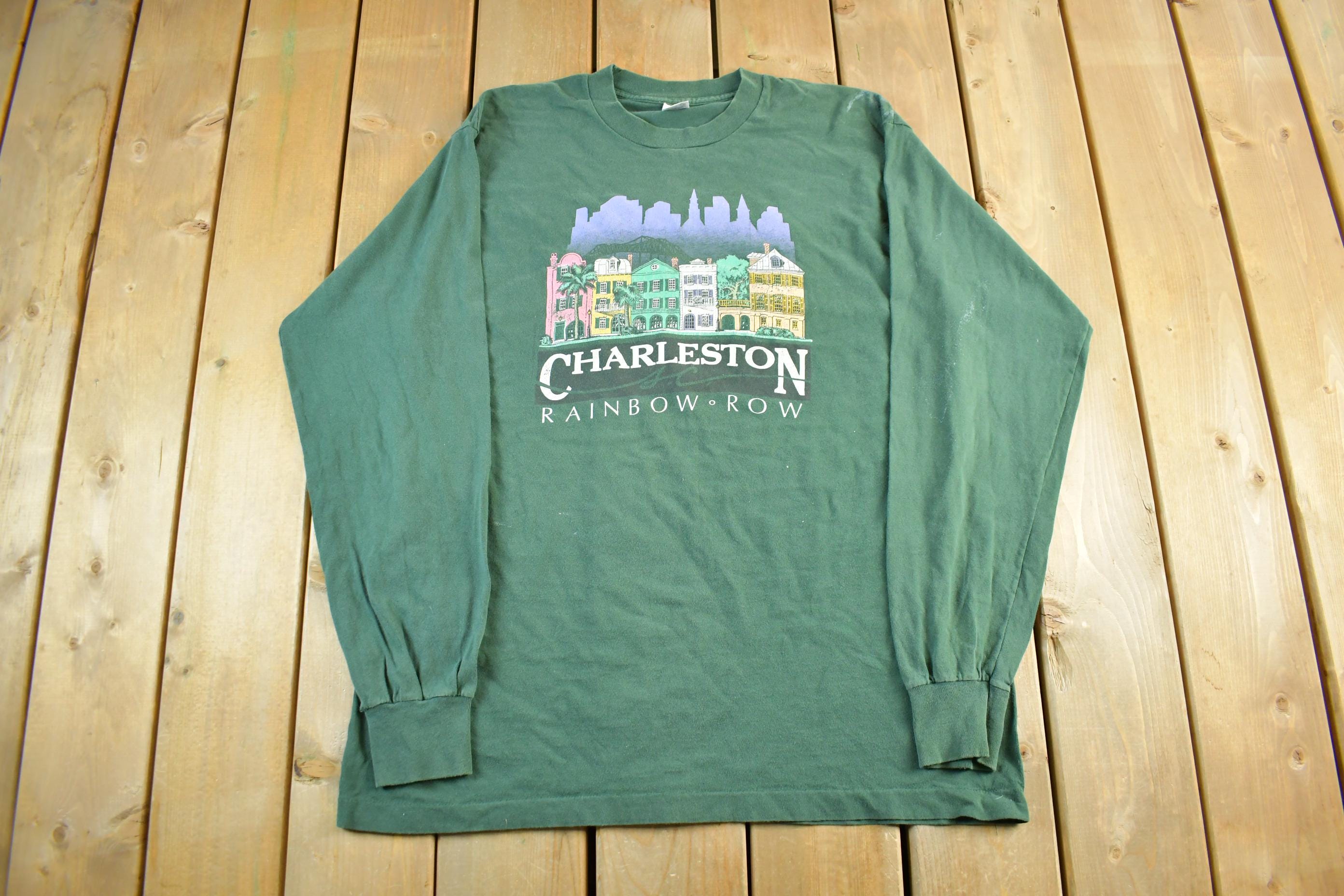 Vintage 90s Charleston Rainbow Row Long Sleeve T-Shirt - Men's 2XL