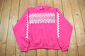 Vintage 1990s Pink Collared Abstract Puffy Print Cute Crewneck Sweater