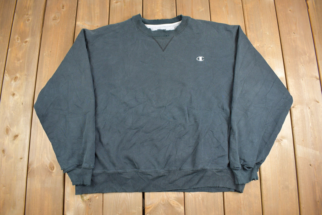 Vintage 1990s Champion Blank Black Crewneck Sweatshirt