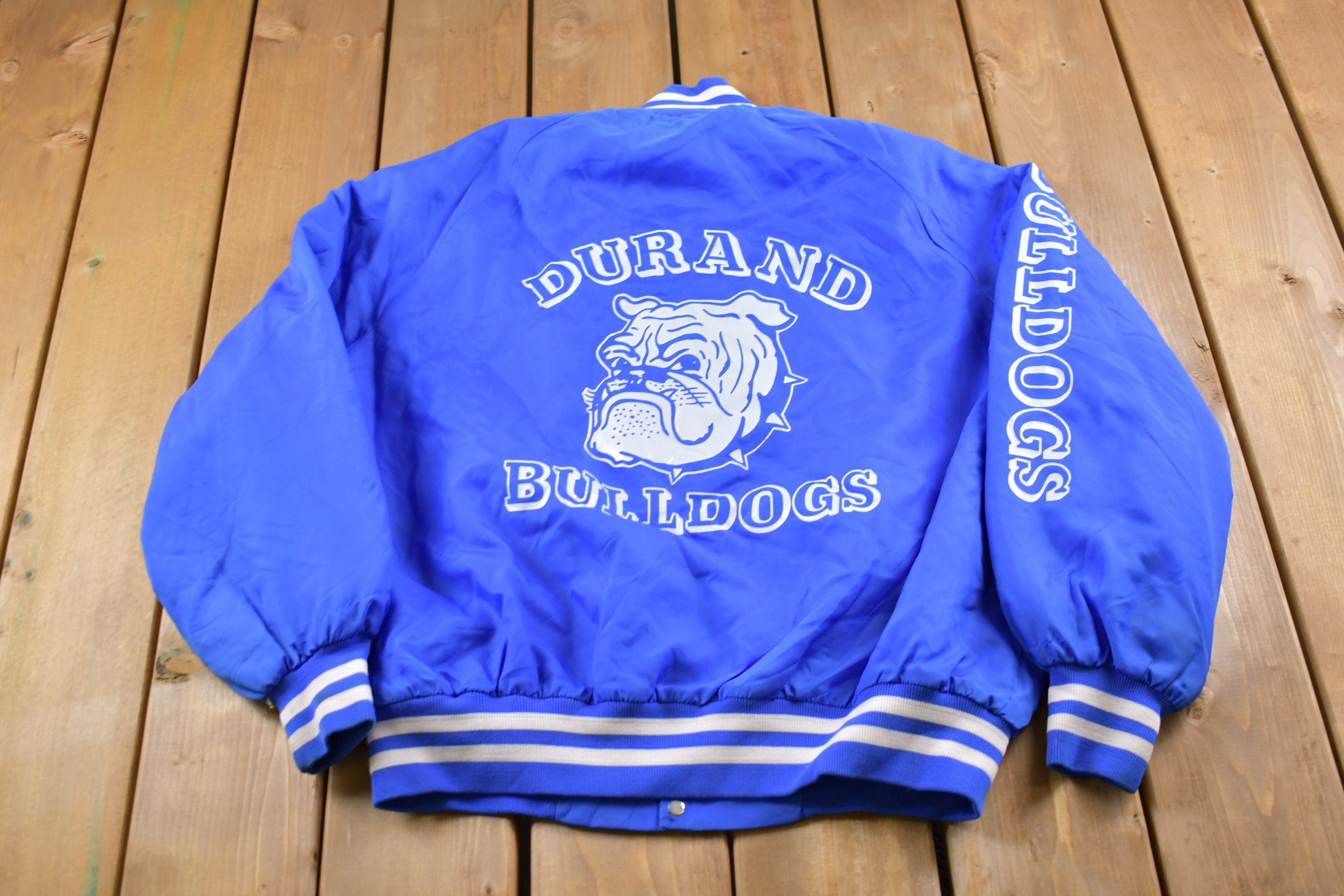 Vintage 1990s West Arc Durand Bulldogs Snap Windbreaker Jacket
