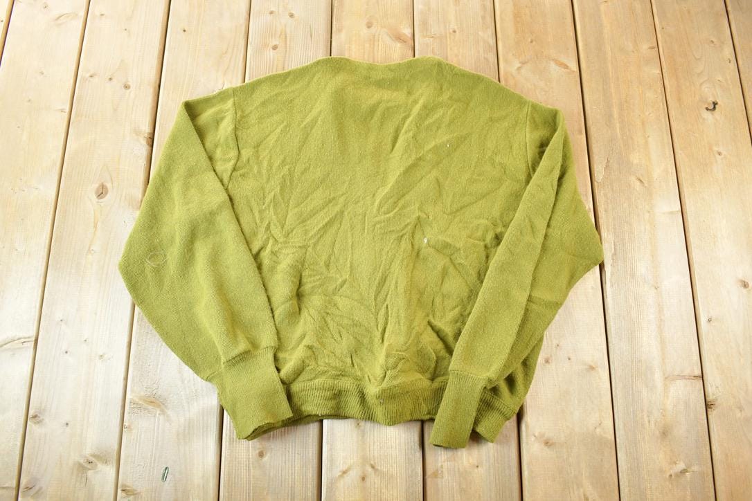 Vintage 1970s Beeline Knit Perfect Mild Distress Cardigan Sweater Made In USA