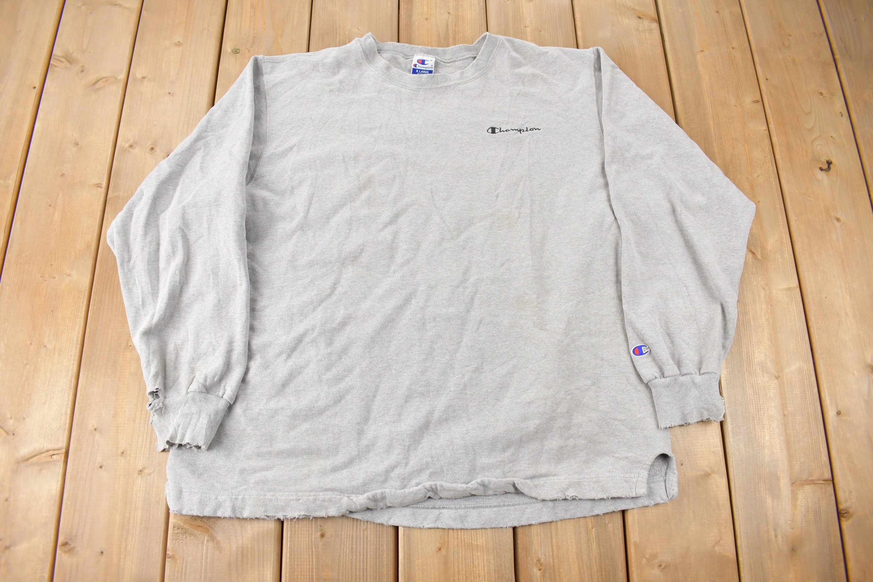 Vintage 1990s Champion Small Logo Embroidered Crewneck Sweatshirt Size XL