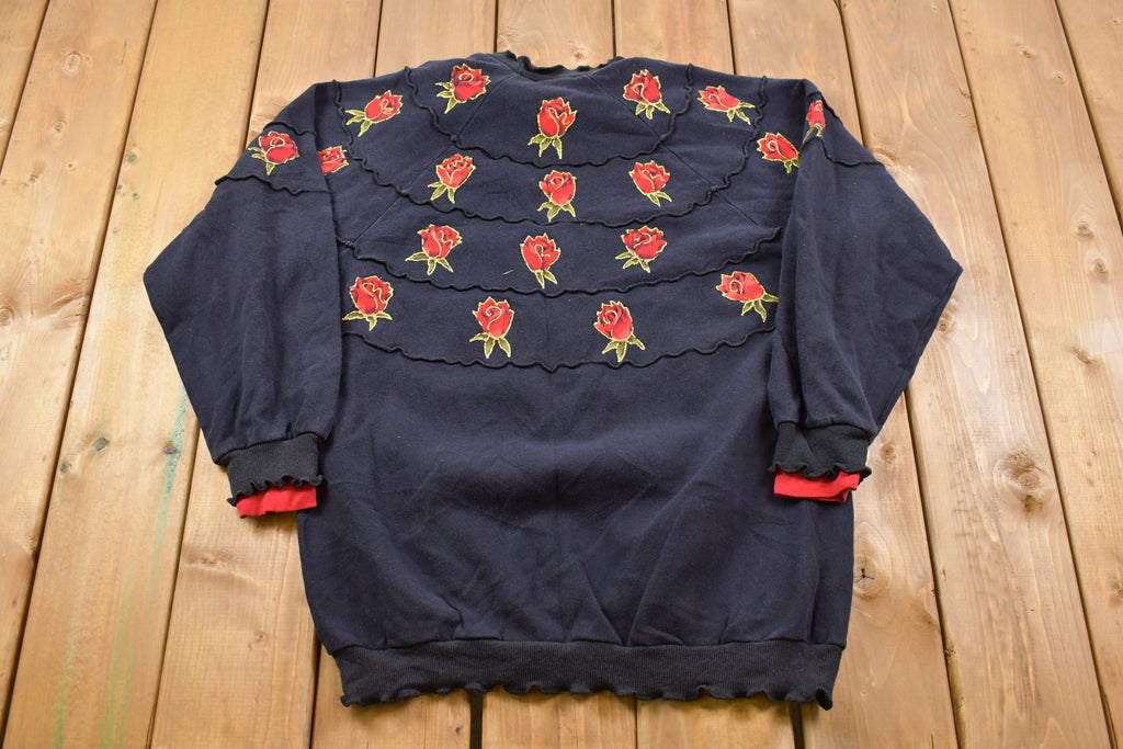 Vintage 1990s Thornton Walker Floral Crewneck Sweatshirt