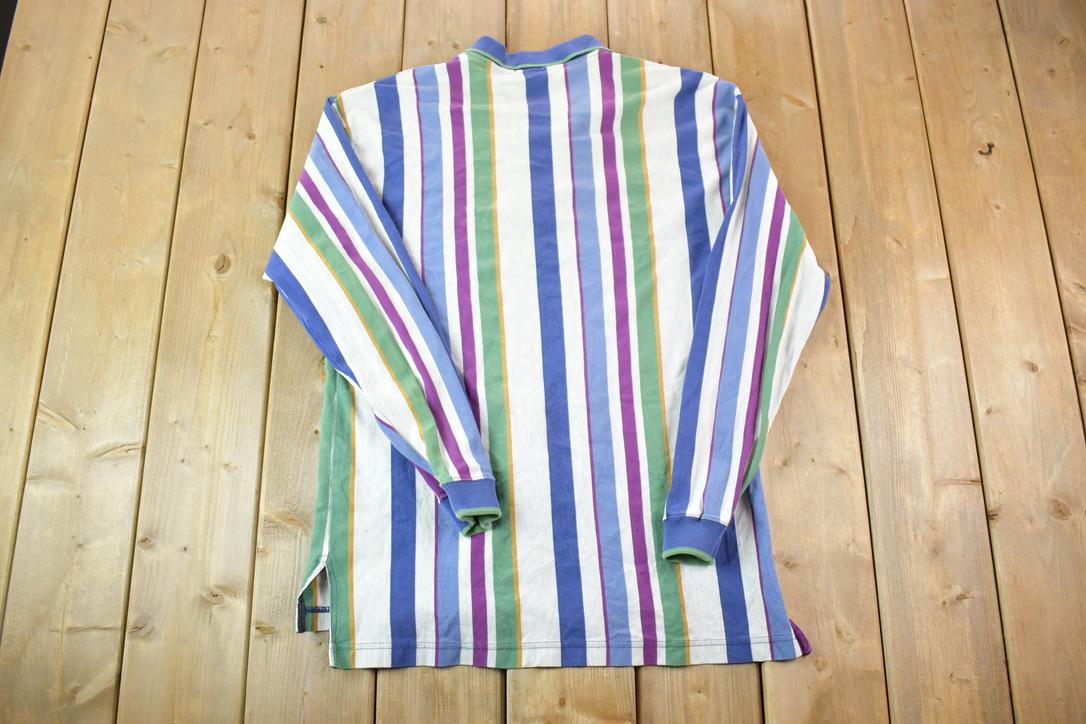 Vintage 1990's Colours By alexander Julian Striped Quarter Button Up Western Shirt Made In USA
