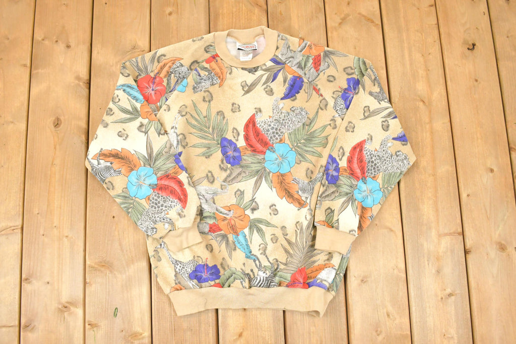 Vintage 1990s Don Albert AOP Floral Graphic Print Crewneck Sweatshirt Women's L