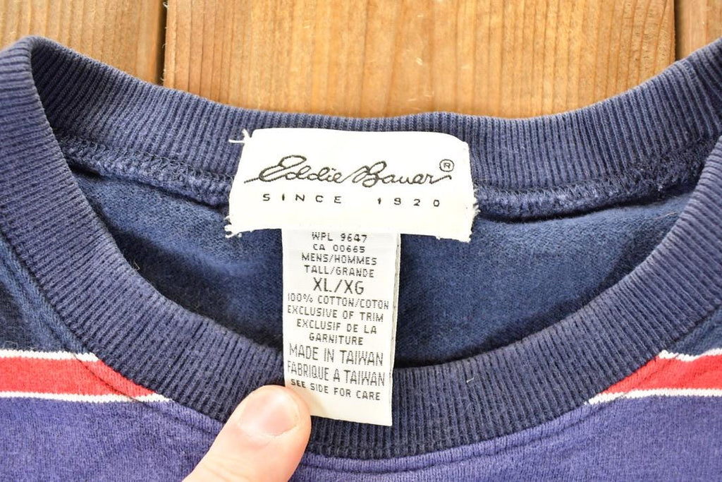Vintage 1990s Eddie Bauer Striped Grunge Crewneck Sweatshirt Men's L