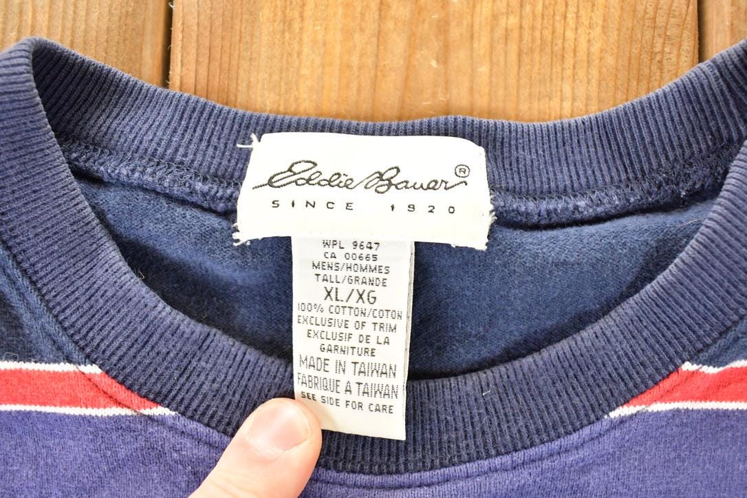 Vintage 1990s Eddie Bauer Striped Grunge Crewneck Sweatshirt Men's L / 90s Kurt Cobain Style Sweater