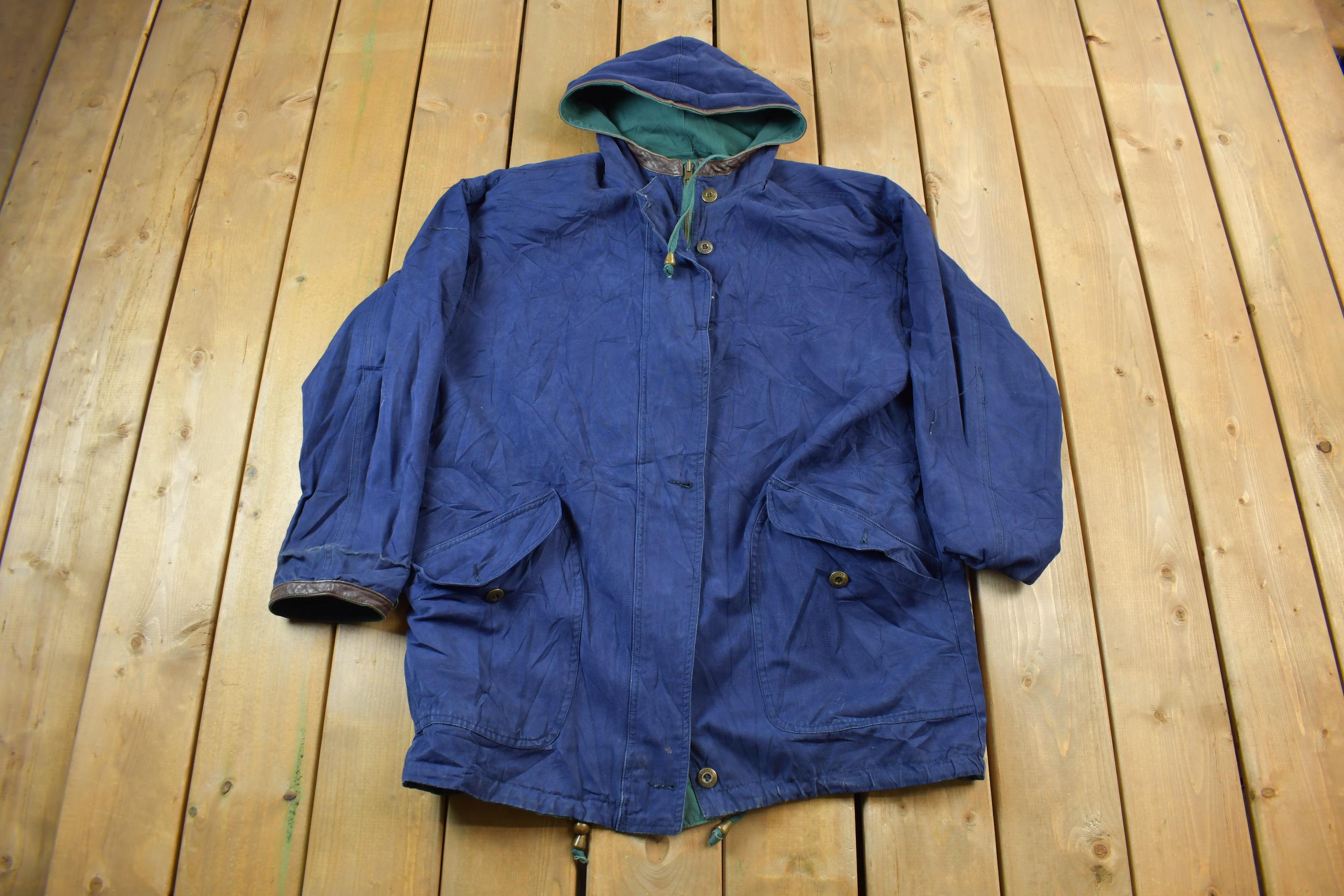 Vintage 1990s Braetan Reversible Blue & Green Hooded Jacket