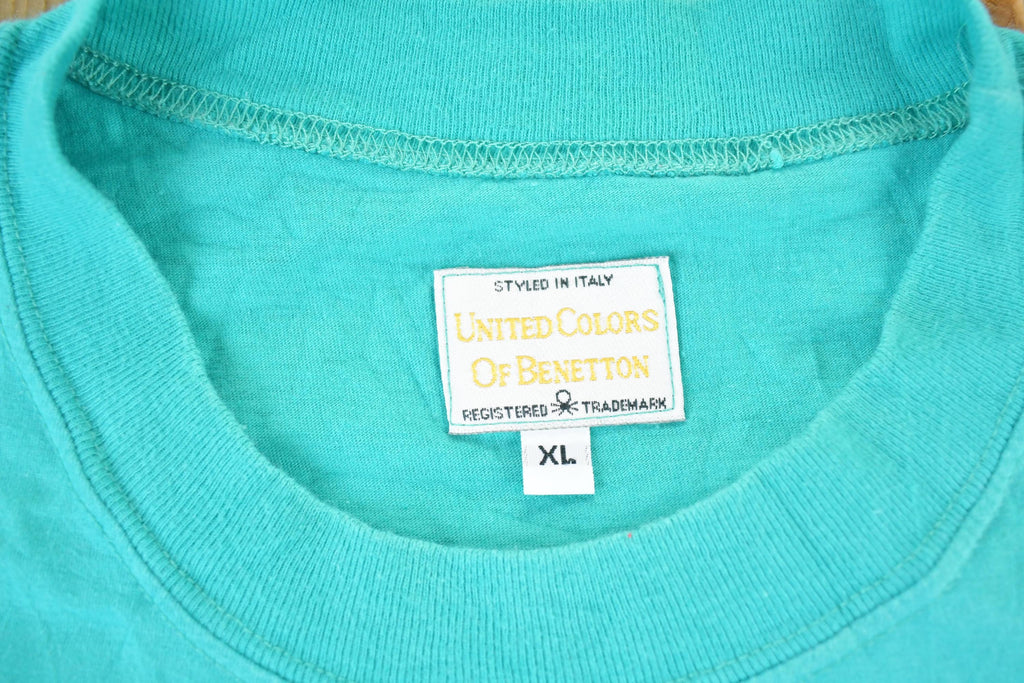 Vintage 1990s United Colours Of Benetton Souvenir Single Stitch Graphic Print T-Shirt Made In USA  Vintage Streetwear  Vacation Tee