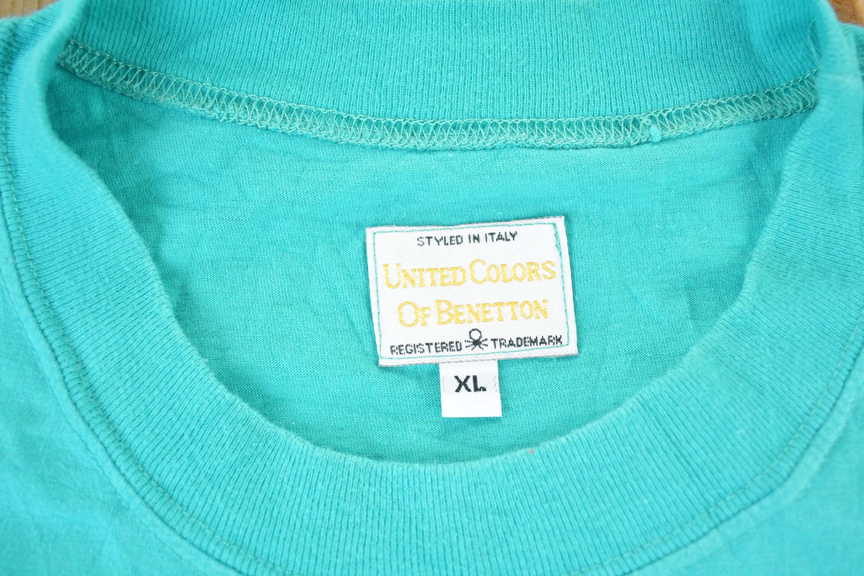 Vintage 1990s United Colours Of Benetton Souvenir Single Stitch Graphic Print T-Shirt Made In USA  Vintage Streetwear  Vacation Tee