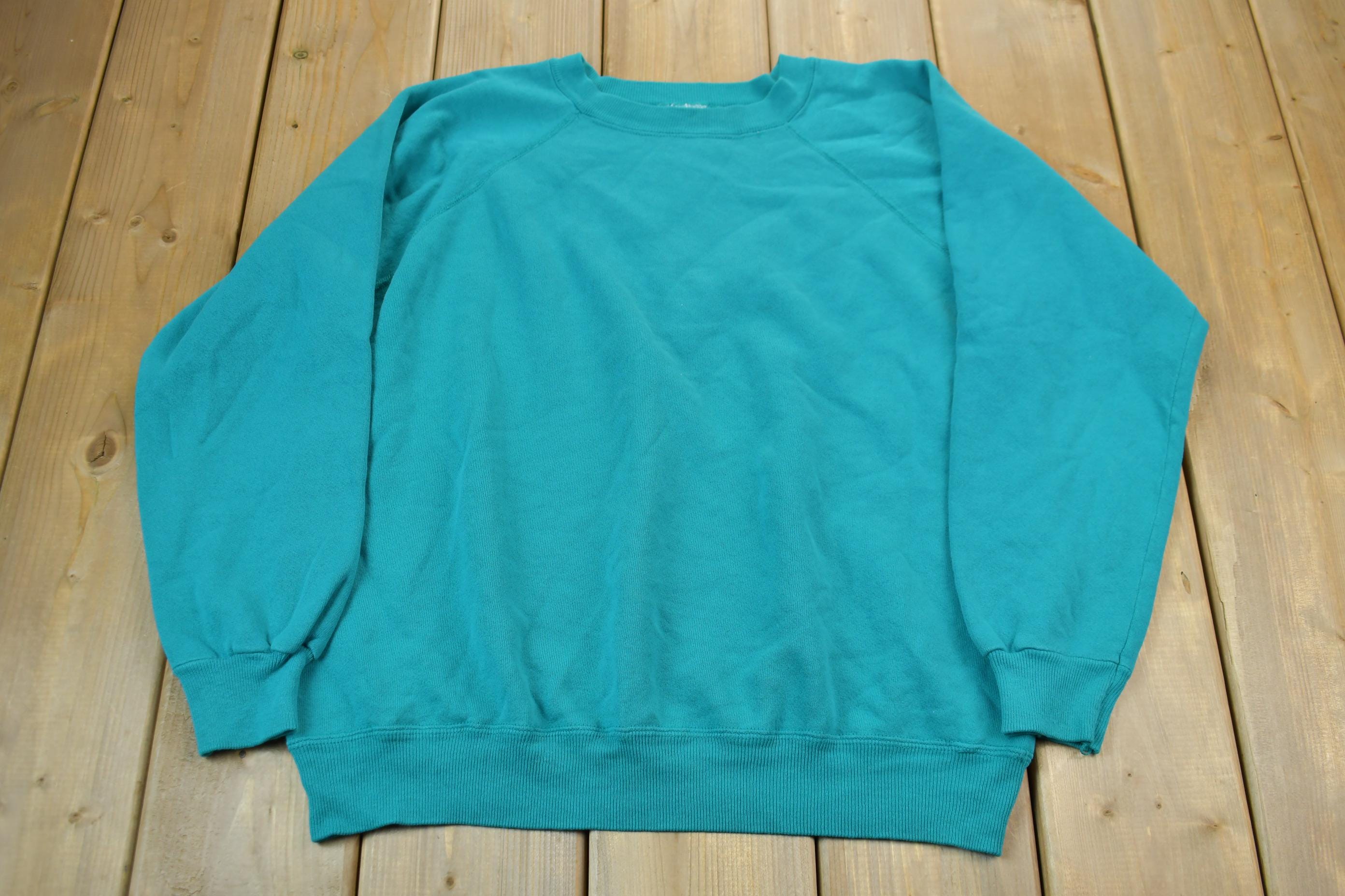 Vintage 1990s Teal Hanes Crewneck Sweatshirt Made In USA