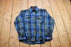 Vintage 1990s Blue And Green Plaid Flannel Button Up Shirt