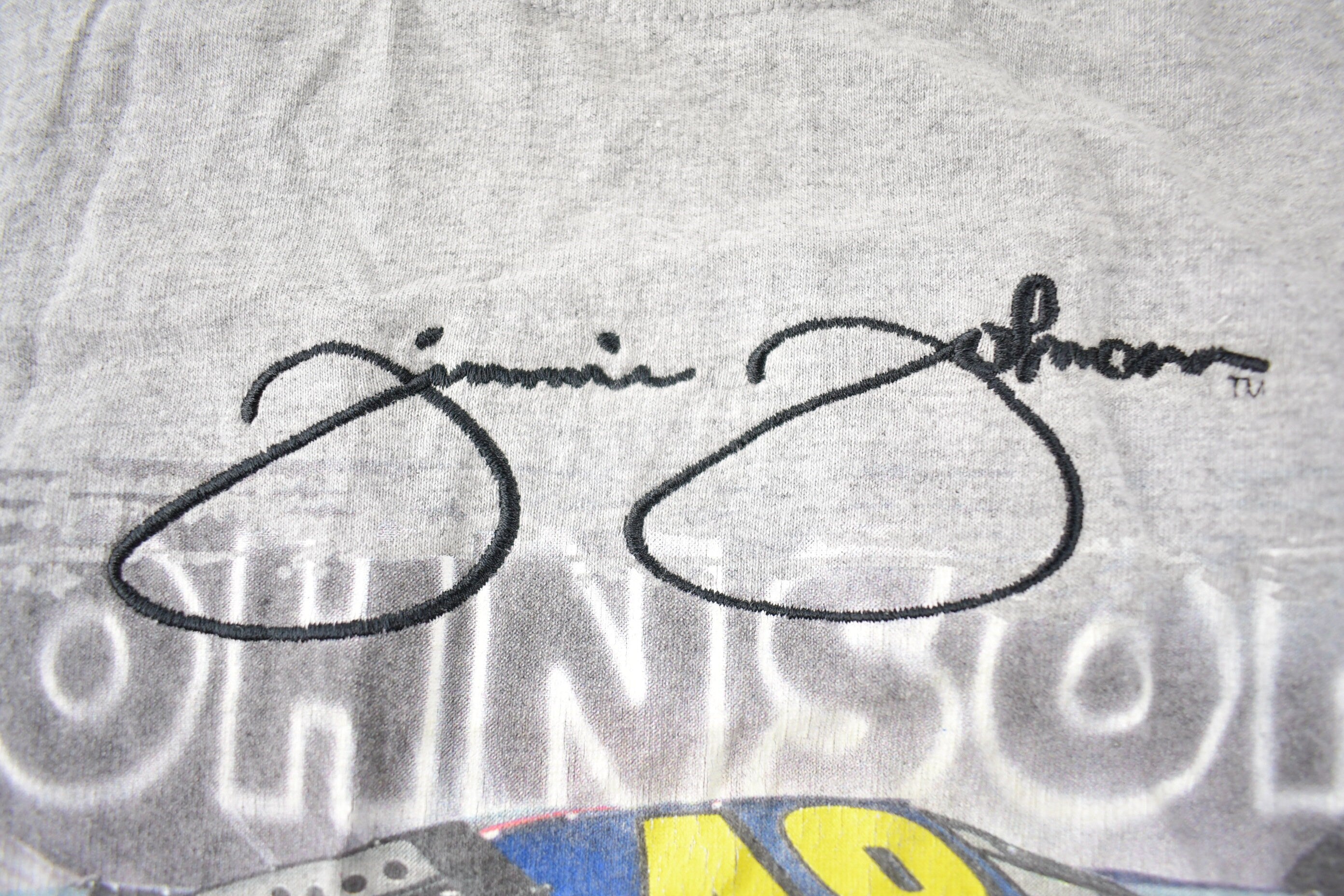 Vintage 1990s NASCAR Jimmie Johnson Racing Graphic T-Shirt Made In USA Size L