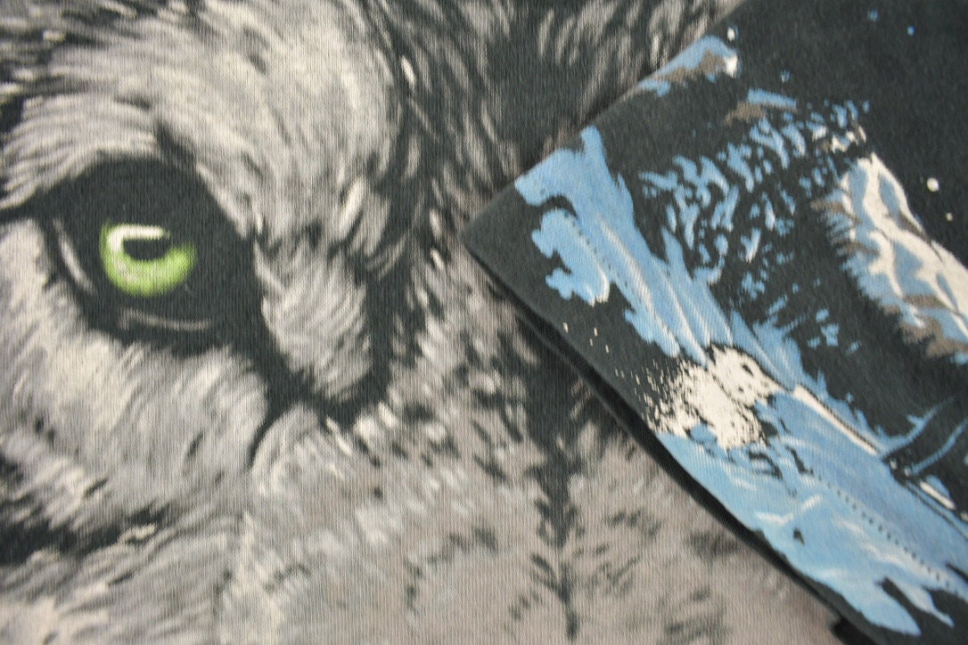 Vintage 1994 Liquid Blue Wolf All Over Print Graphic T-Shirt