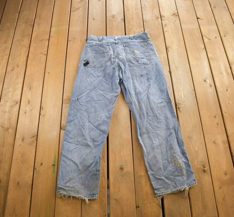 Vintage 1980s Lee Dungarees Distressed Paint Stained Size 36x32