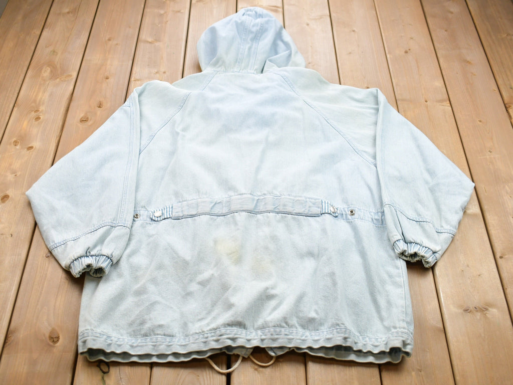 Vintage 1990s OutBrook Striped Denim Hooded Jacket