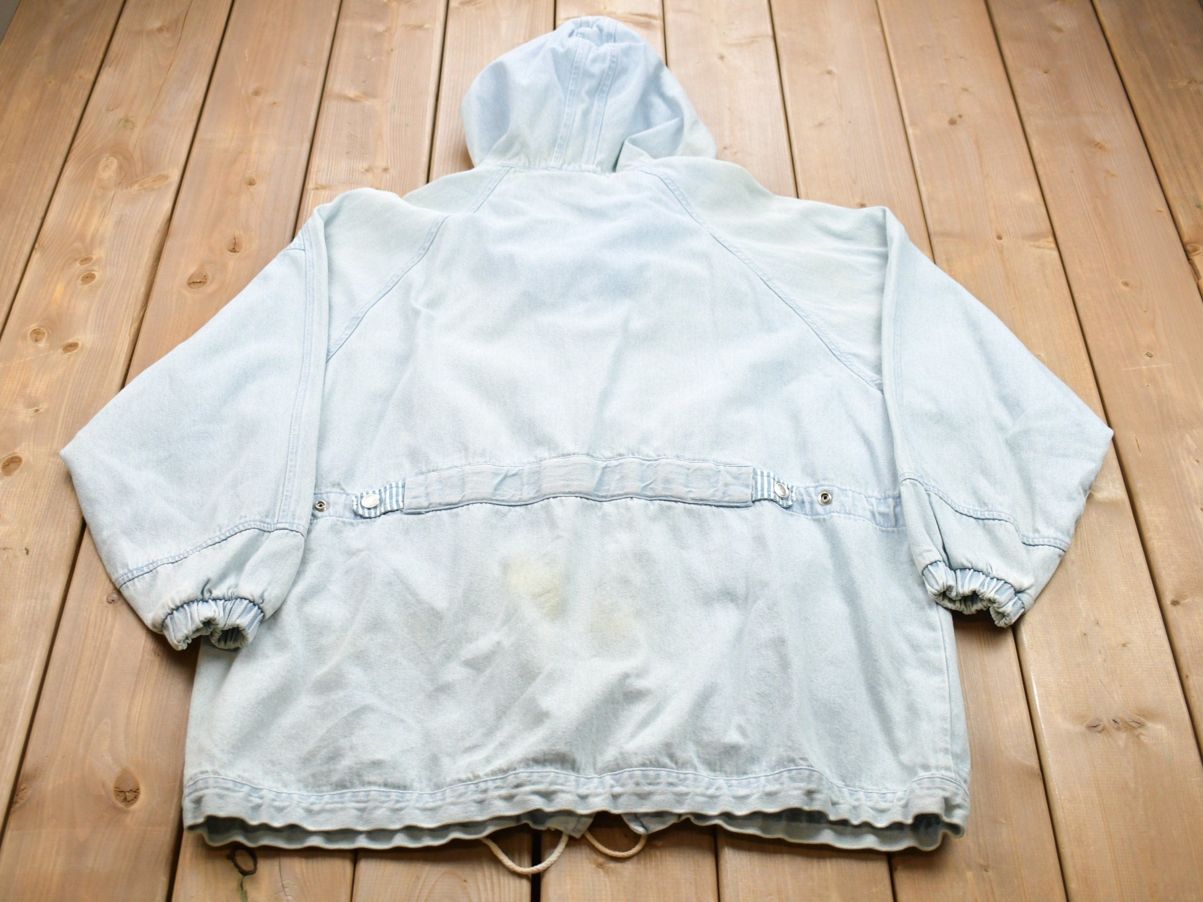 Vintage 1990s OutBrook Striped Denim Hooded Jacket