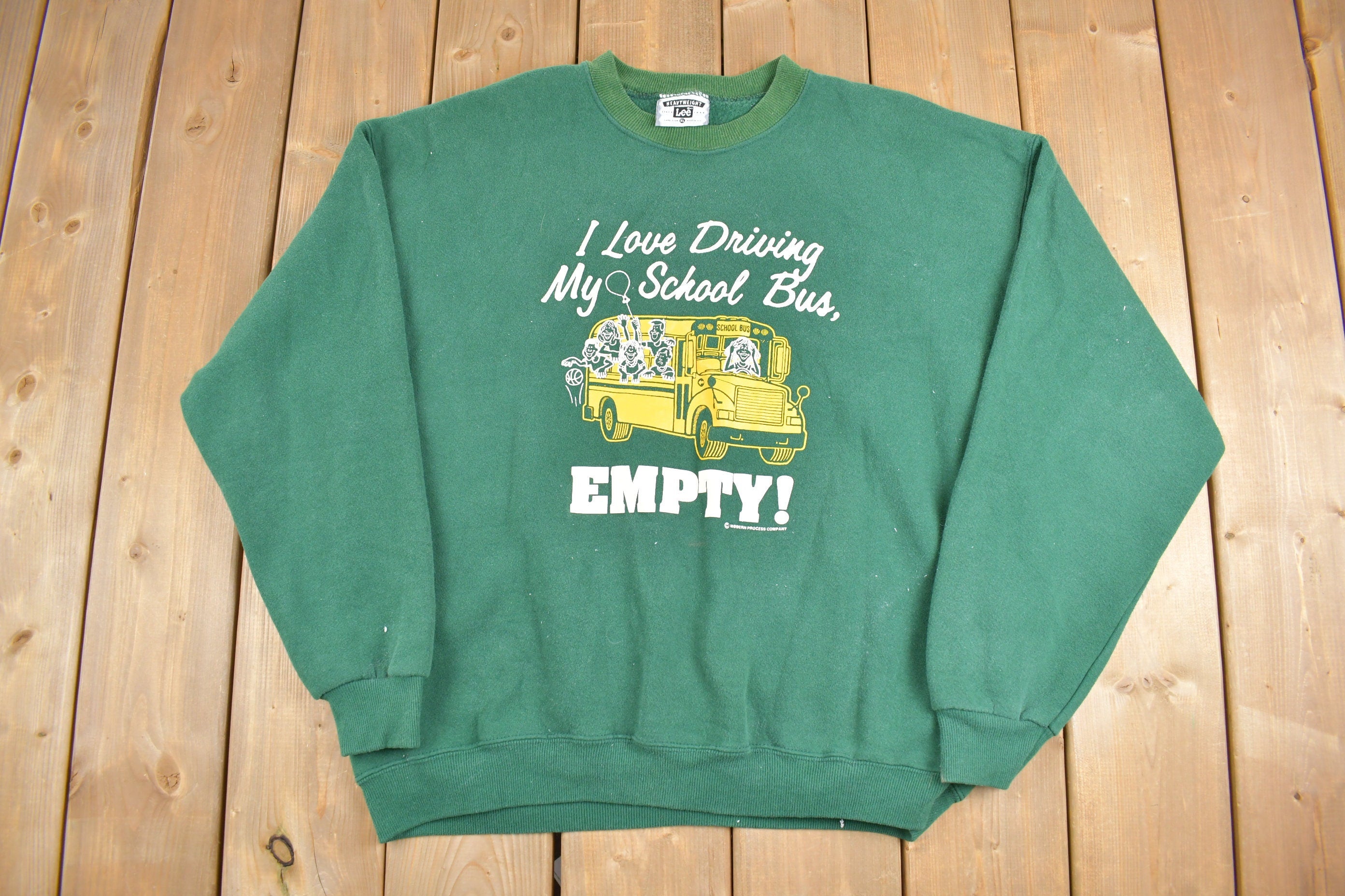 Vintage 1990s Funny School Bus Crewneck Sweatshirt