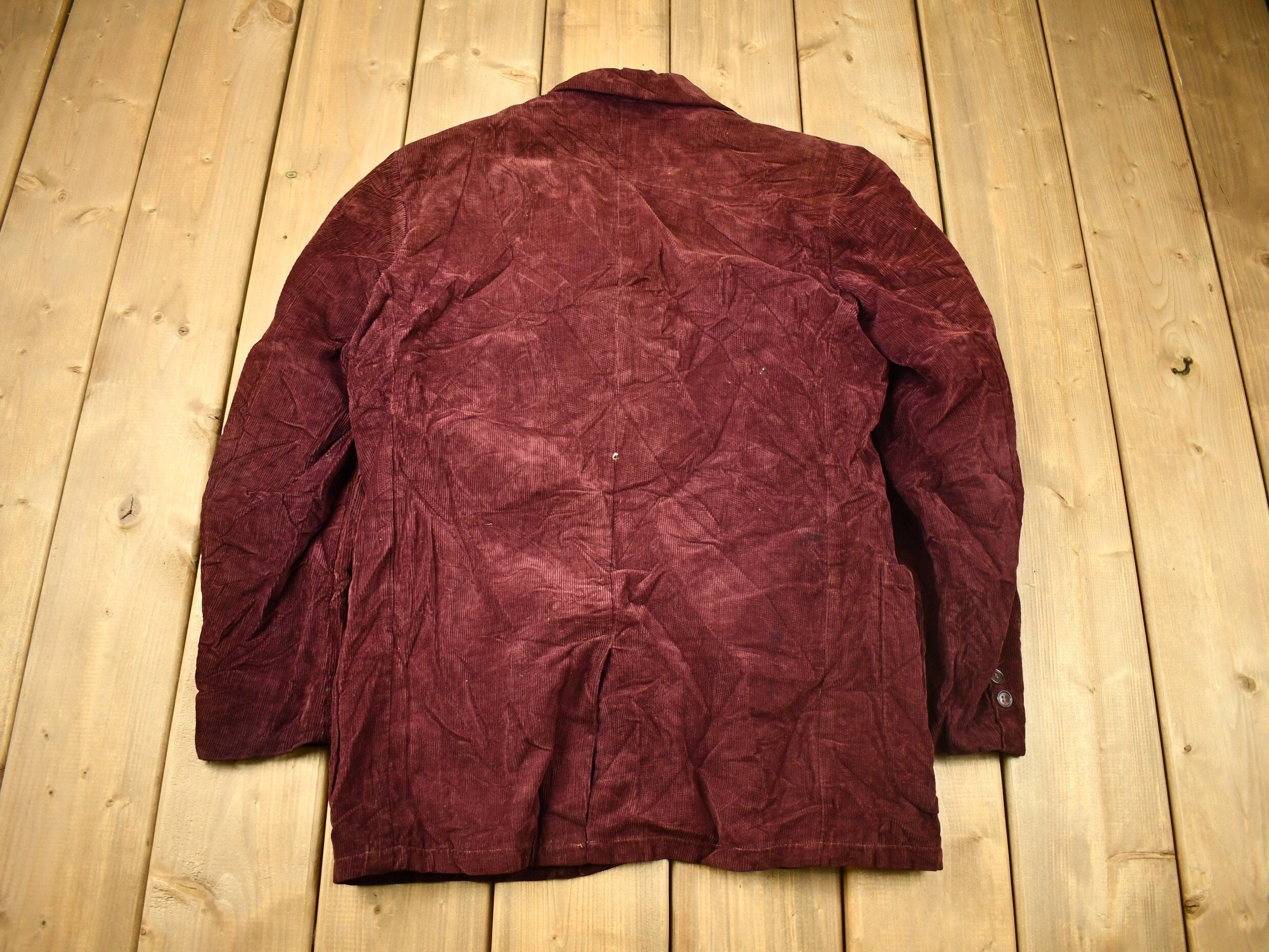 Vintage 1950s Burgundy Corduroy Button Up Blazer Jacket