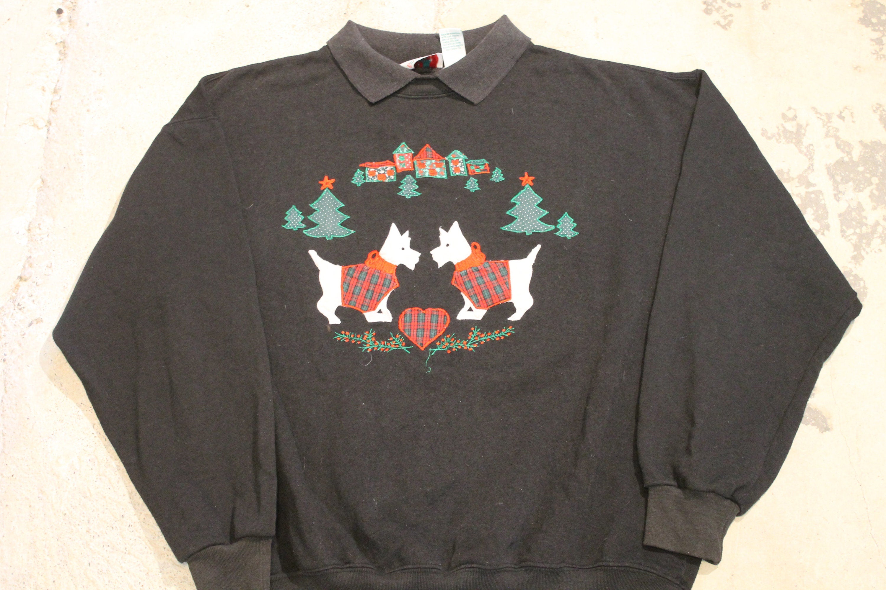 Vintage 1990s British Terrier Graphic Collared Crewneck Sweatshirt , Animal Dog Print , Wilderness , Pullover Sweatshirt , Nutcracker
