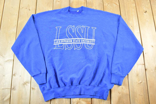 Vintage 1990s Lake Superior State University Crewneck Mens XL / Vintage Collegiate / Made In USA / 90s College Crewneck / Preppy Sportswear