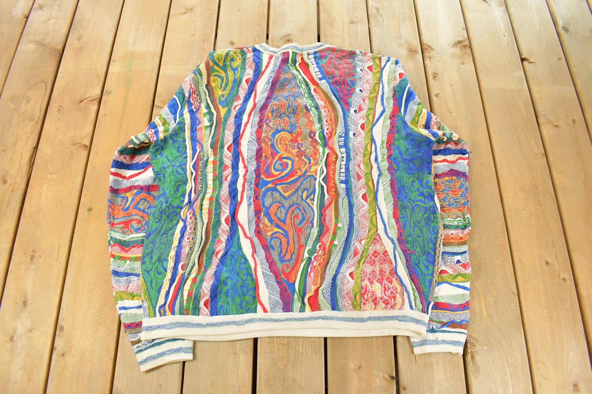Vintage 1990s Coogi 3D Knit Abstract Crewneck Sweater Men's 2XL