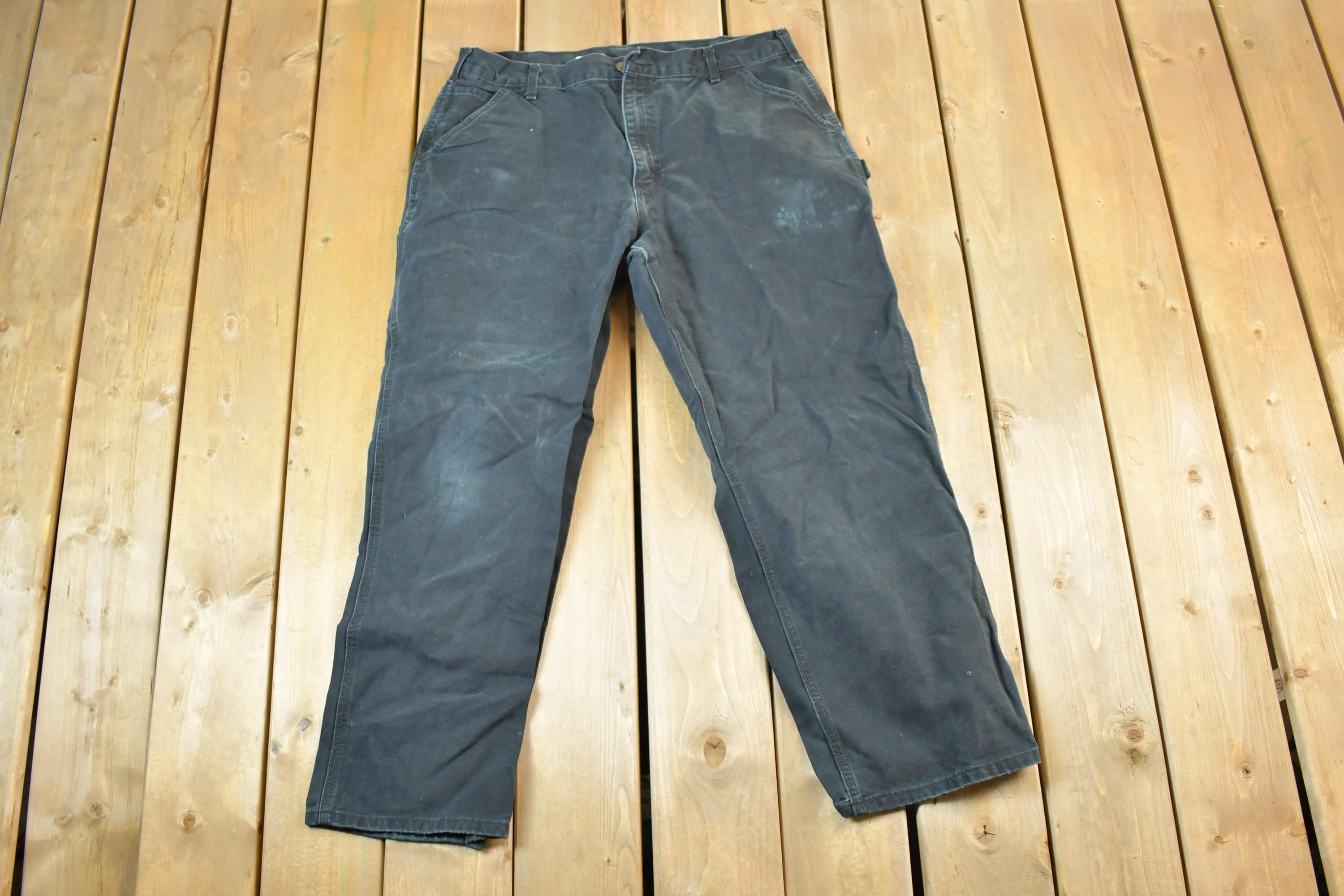 Vintage 1990s Black Carhartt Denim Work Jeans Size 38 x 32