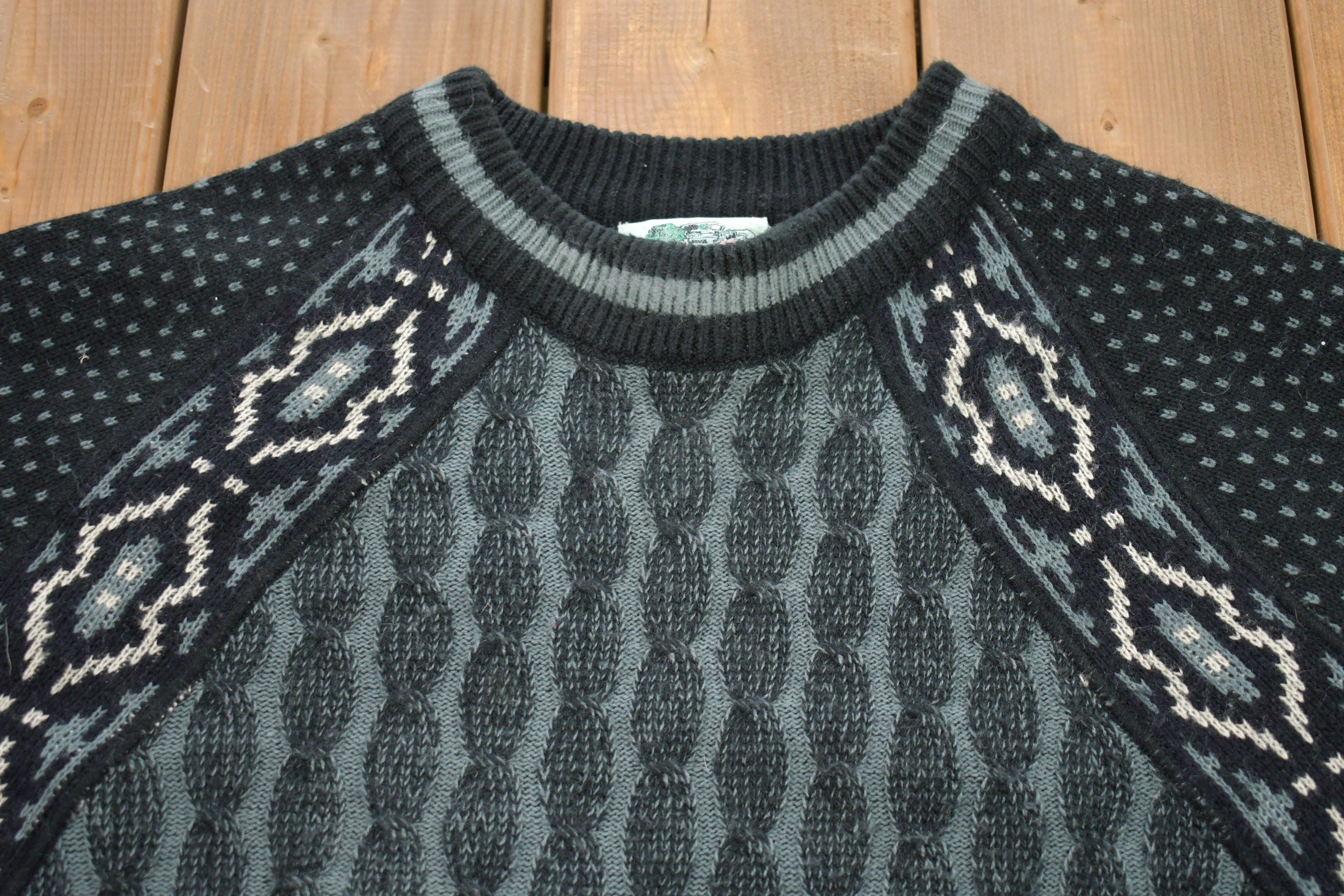 Vintage 1980s President Stone Abstract Knitted Crewneck Sweater