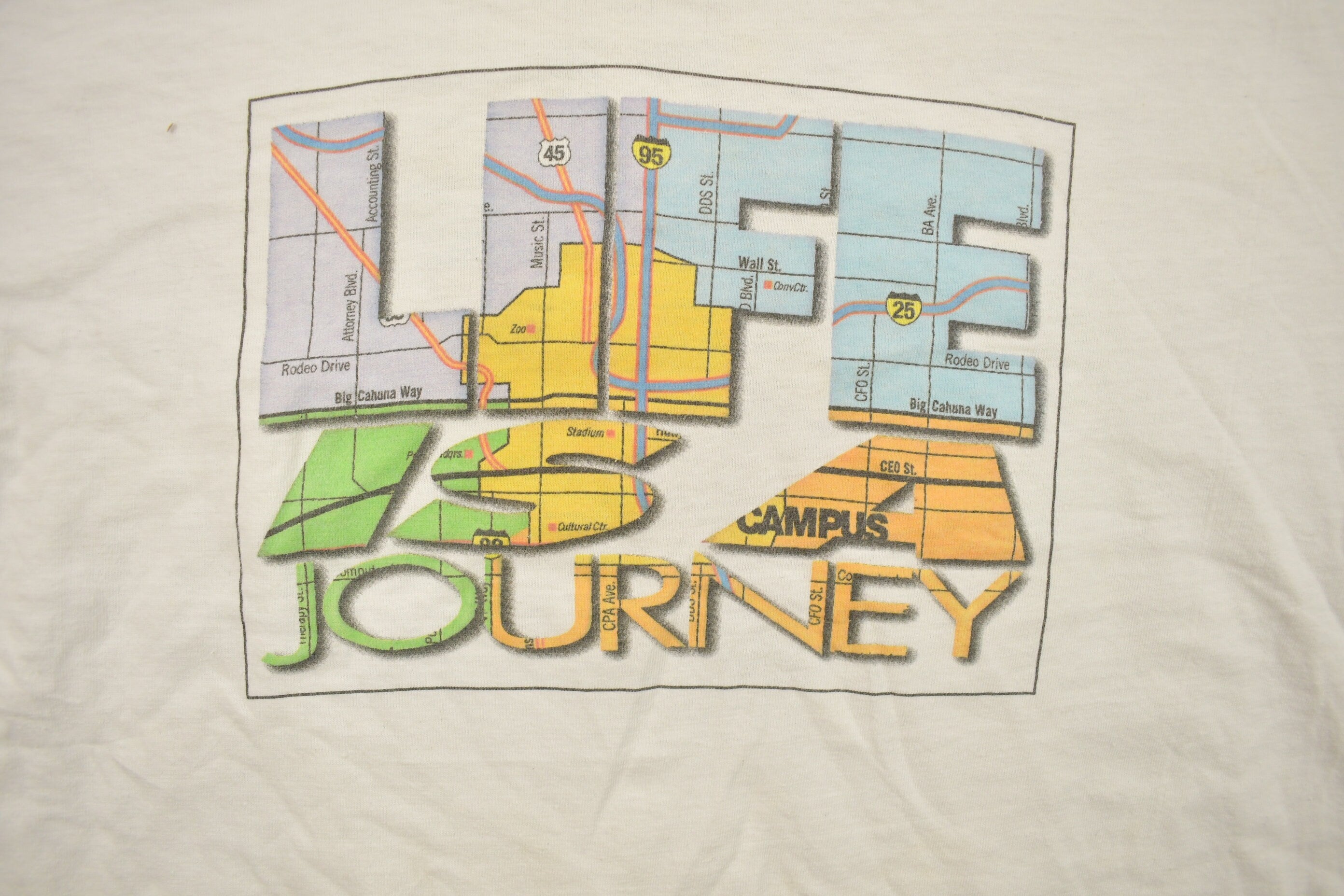 Vintage 1990s Life is a Journey Graphic T Shirt