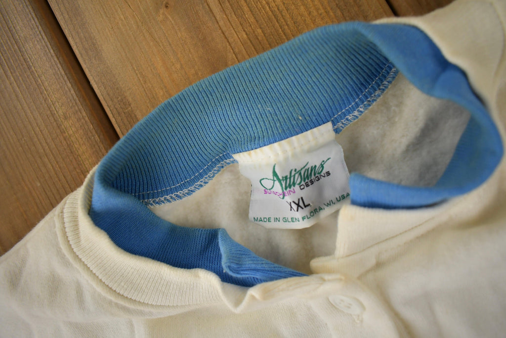 Vintage 1990s Artisans Butterfly Theme All Over Print Button Down Sweater Made In USA