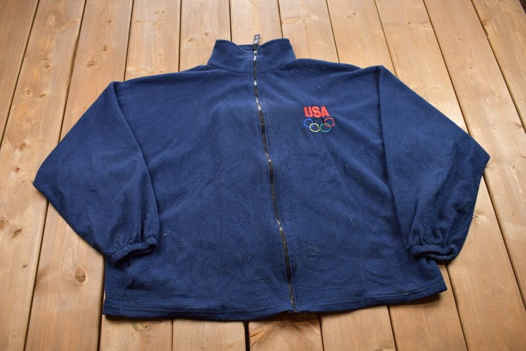 Vintage 1990s USA Olympic Zip Up Fleece Sweater