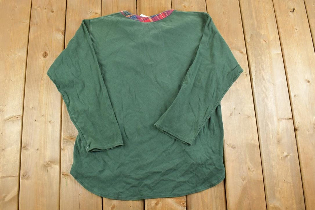 Vintage 1990s Pooh Bear Disney Cartoon Promo Quarter Button Long Sleeve T-Shirt