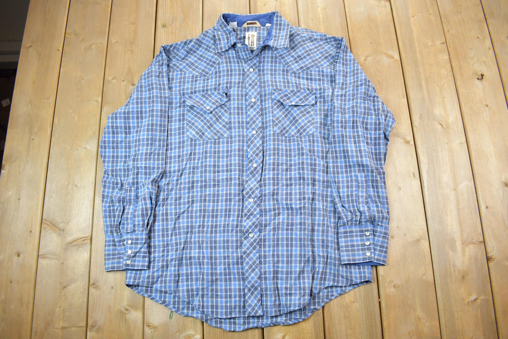 Vintage 1990s Blue Plaid Button Up Shirt