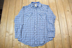 Vintage 1990s Blue Plaid Button Up Shirt