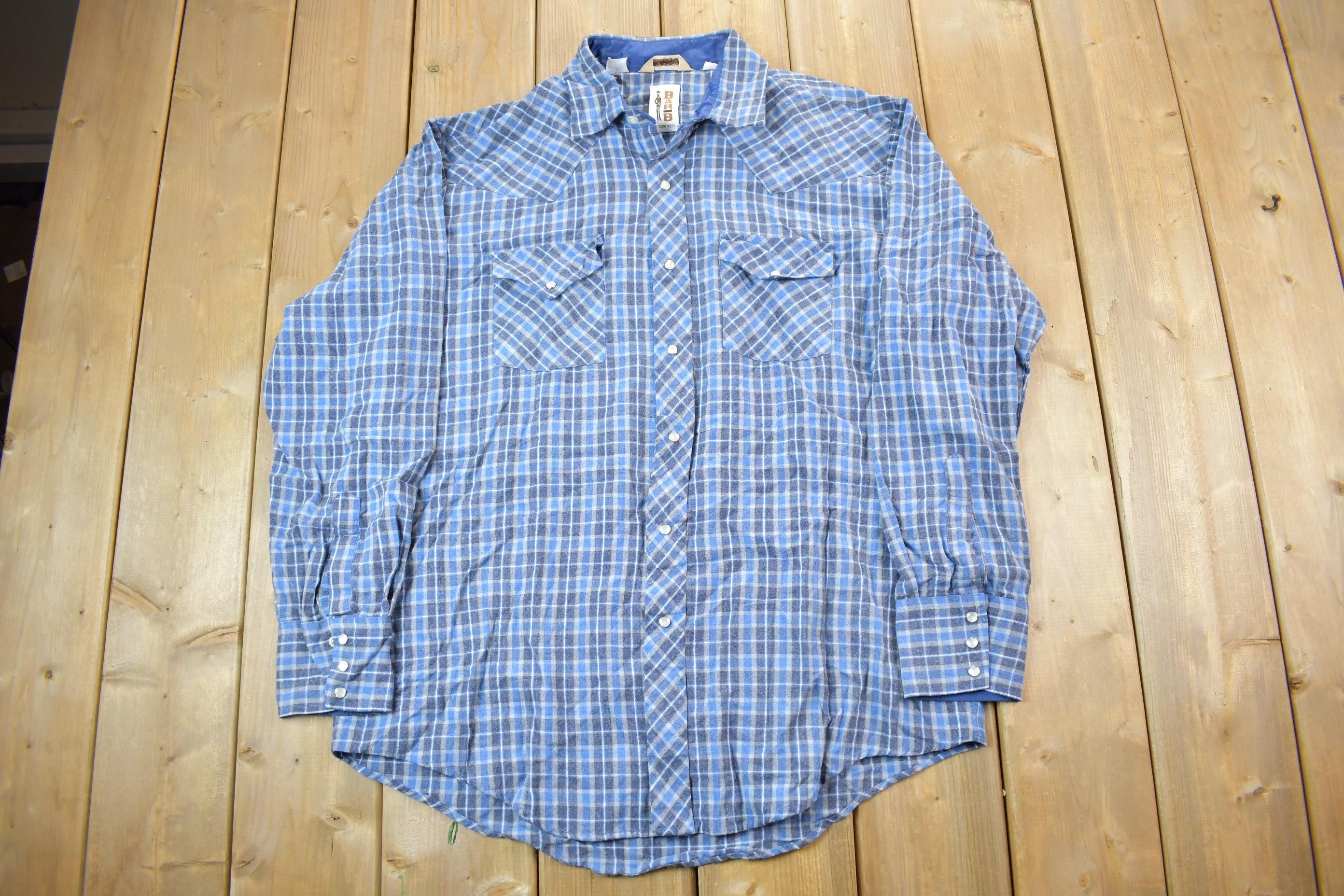 Vintage 1990s Blue Plaid Button Up Shirt