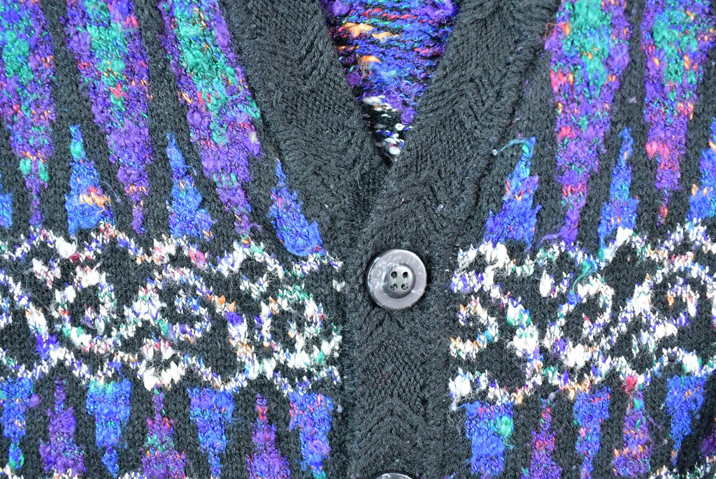 Vintage 1990s Concrete Abstract pattern Half Button Cardigan Knit Sweater