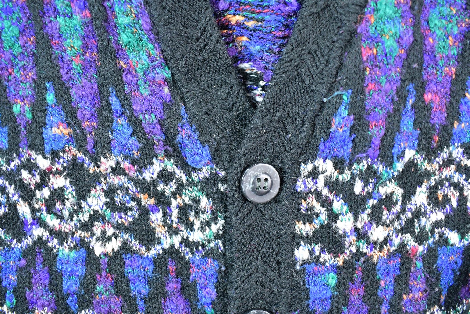 Vintage 1990s Concrete Abstract pattern Half Button Cardigan Knit Sweater