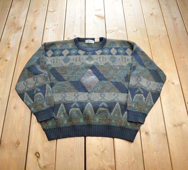 Vintage 1990s Urban Works Knit Pathwork Crewneck Sweater