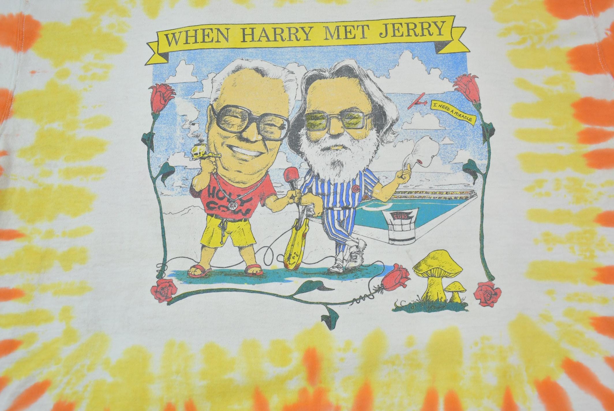 Vintage 1990s When Harry Met Jerry All Over Print Tie Dye Graphic T-Shirt