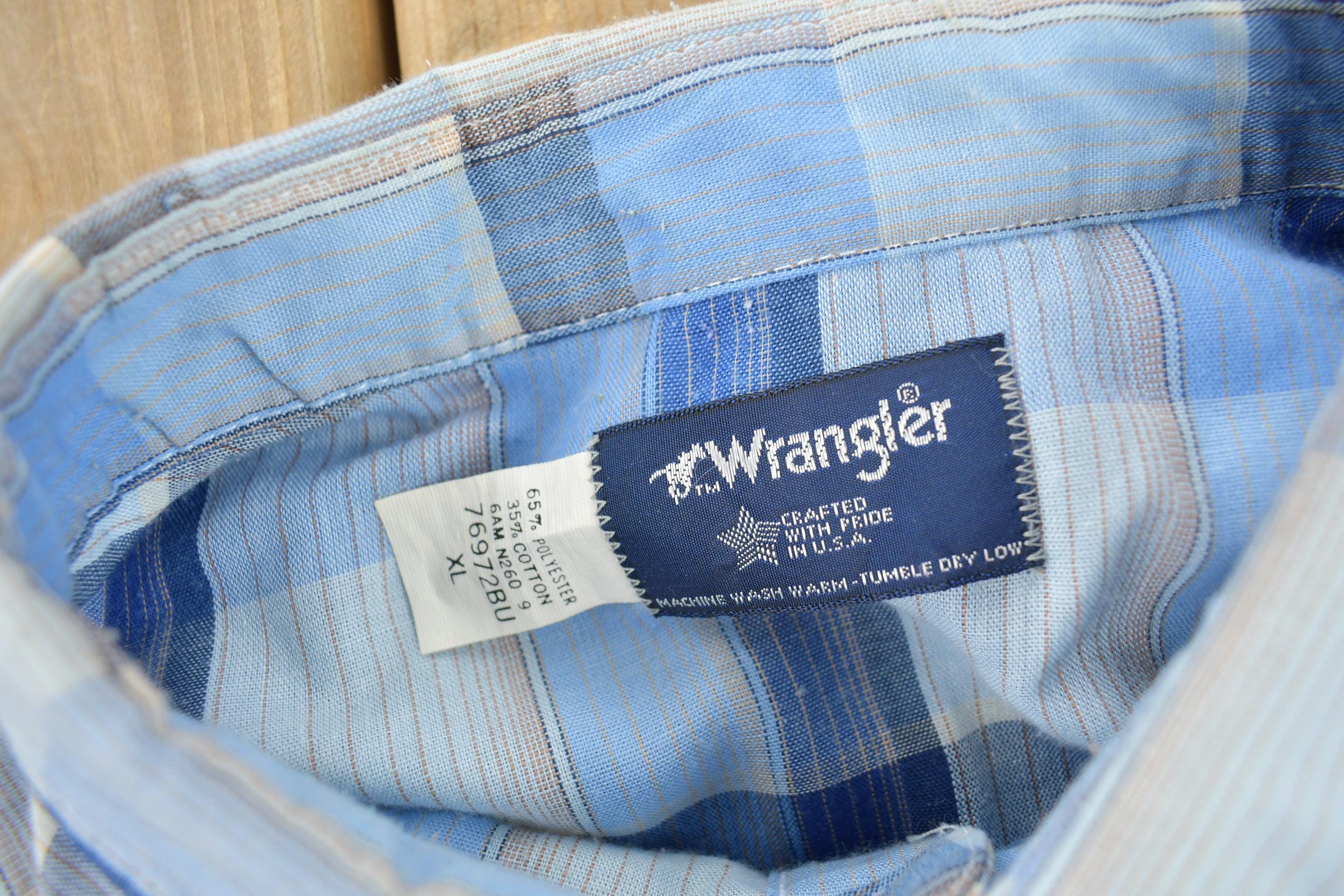 Vintage 1990s Wrangler Western Shirts Pearl Snap Short Sleeve Button Up Shirt