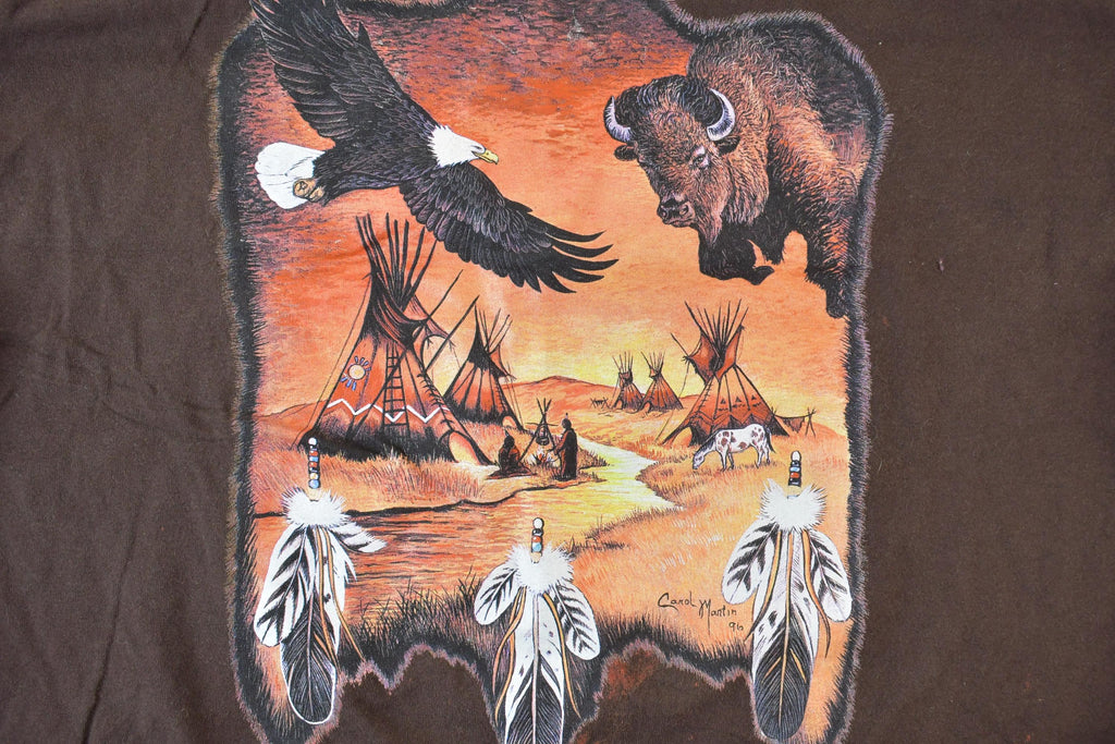 Vintage 1990s Buffalo Ranch Aztec Graphic T-Shirt