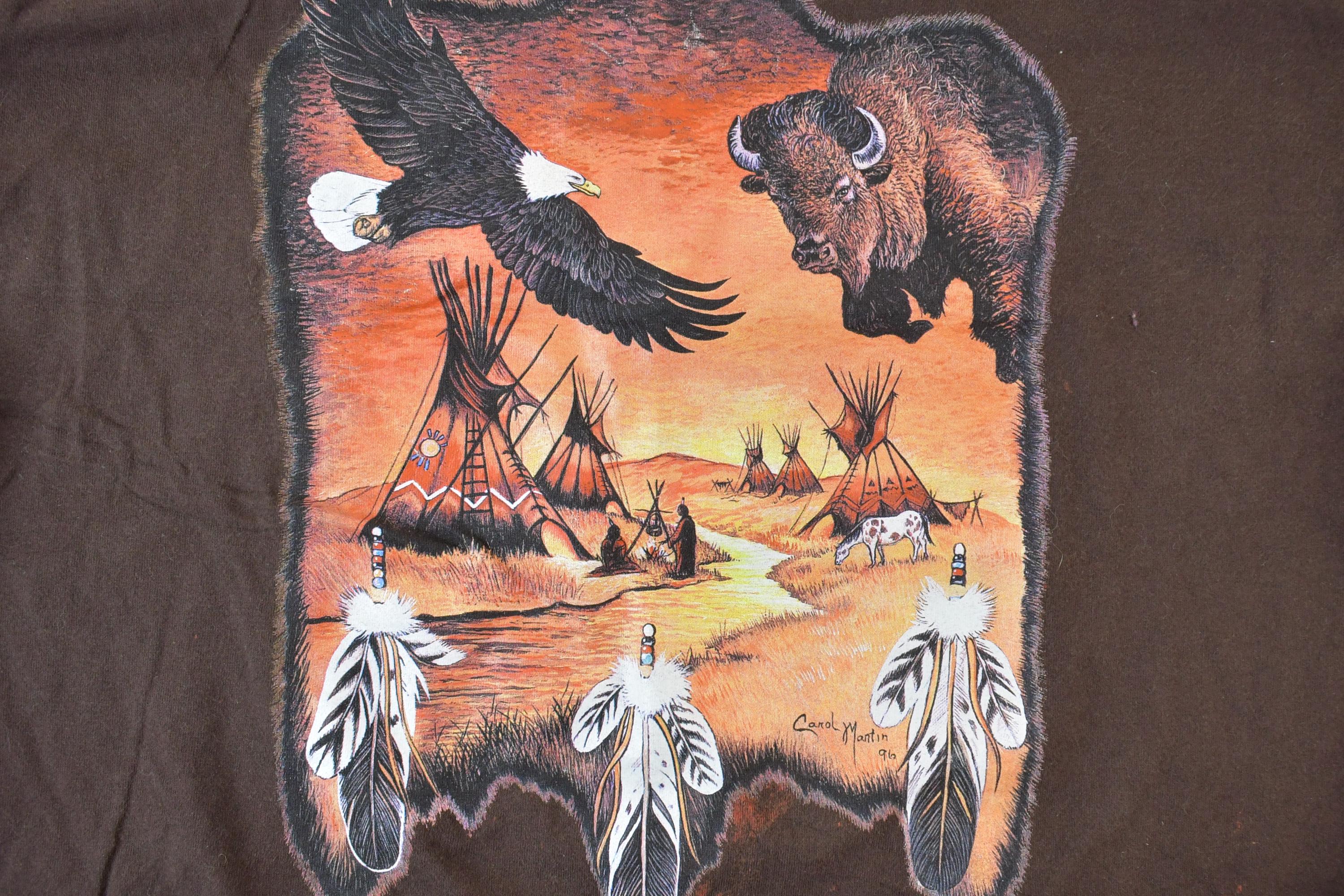 Vintage 1990s Buffalo Ranch Aztec Graphic T-Shirt
