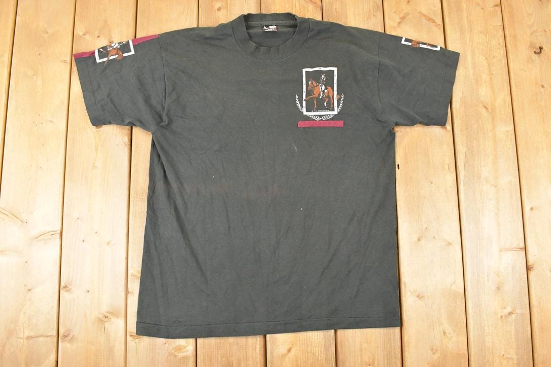Vintage 1996 Animal Designs Horse Riding Souvenir T-Shirt Men's L